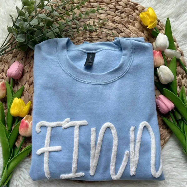 Chenille Game Day Fuzzy Letter Yarn Embroidered Sweatshirt