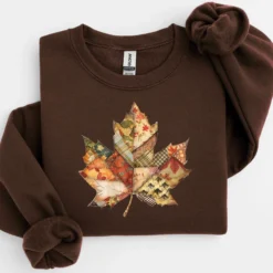 Retro Patchwork Fall Leaf Sweatshirt