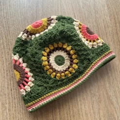 Green Granny Square Beanie