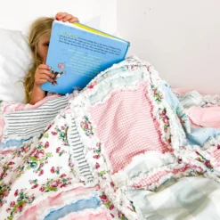 Pink Floral Rag Quilt