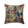 Cottagecore Wildflower Home Decor Faux Embroidered Pillow