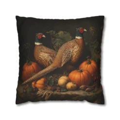 Vintage Pheasant Pumpkins Throw Pillow