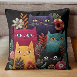 Whimsical Cat Cushion Pillow